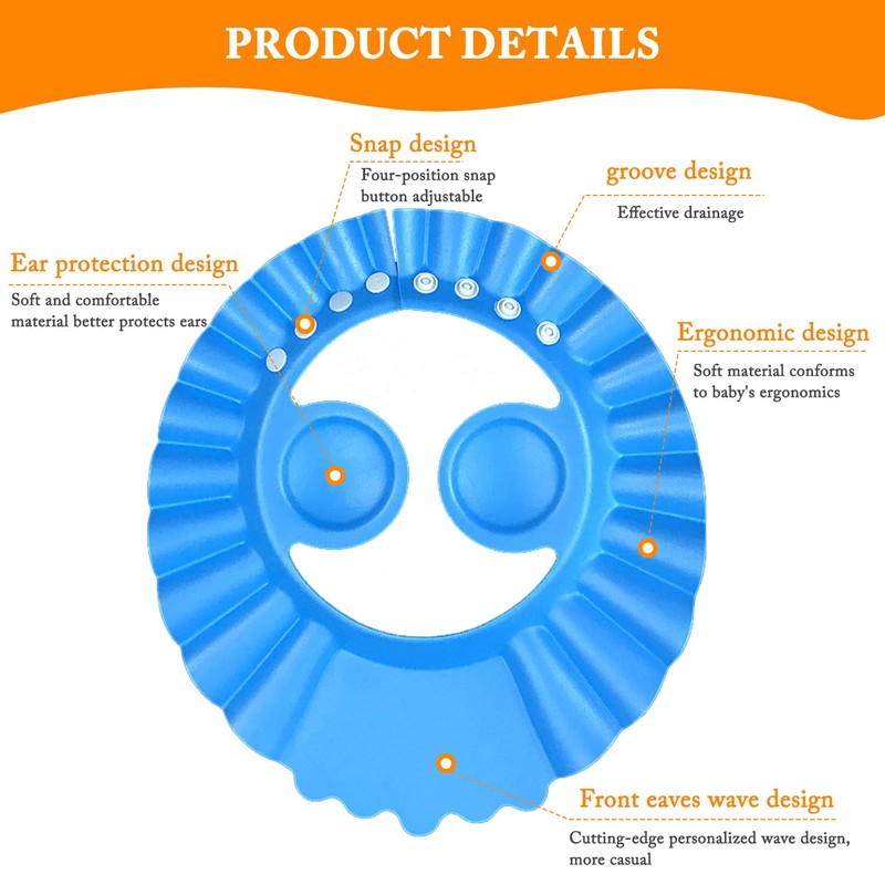 2 Pcs Adjustable Baby Bath Cap, Soft Waterproof Shampoo Visor