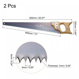 uxcell 17 Inch Pruning Saws, Straight Blade Hand Saw D-shaped Wood Handle for Camping Garden Wood Tree Branches Trimming, 2pcs