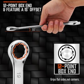 HORUSDY 22-Piece Wrench Set | Metric & SAE Combination Wrench Set with Organizer | 12 Point | Chrome Vanadium Steel