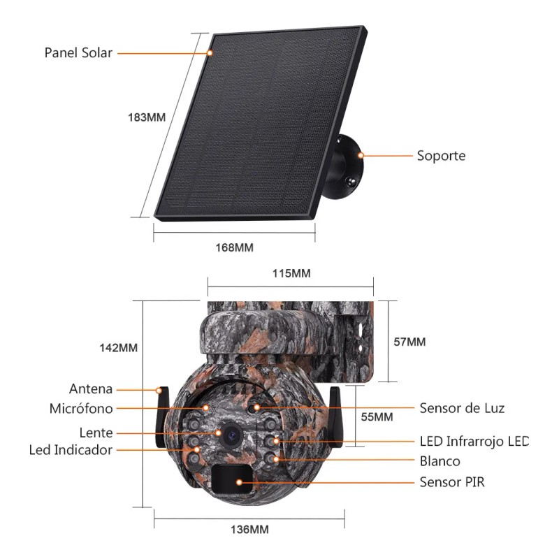 Cámara Solar Exterior SecTec 4G PTZ 3MP con Visión Nocturna