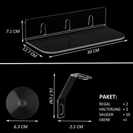 Hexsonhoma Clear Acrylic Window Shelf for Plants, Windowsill Plant Shelf with Strong Cup Suction, 30 cm Hanging Window Plant Shelves for Plants, Camera, Picture Frame (1 Pack)