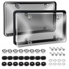 2 Pack Black License Plate Frame + Clear Cover Scratch