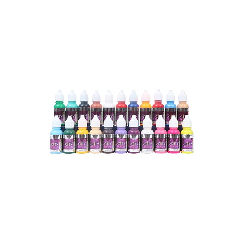 CITY NAILS - Kit 22 Pinturas Acrílicas Para Mano Alzada,