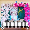 4 Pack Black and White Checkered Tablecloths, Plastic Gingham Table
