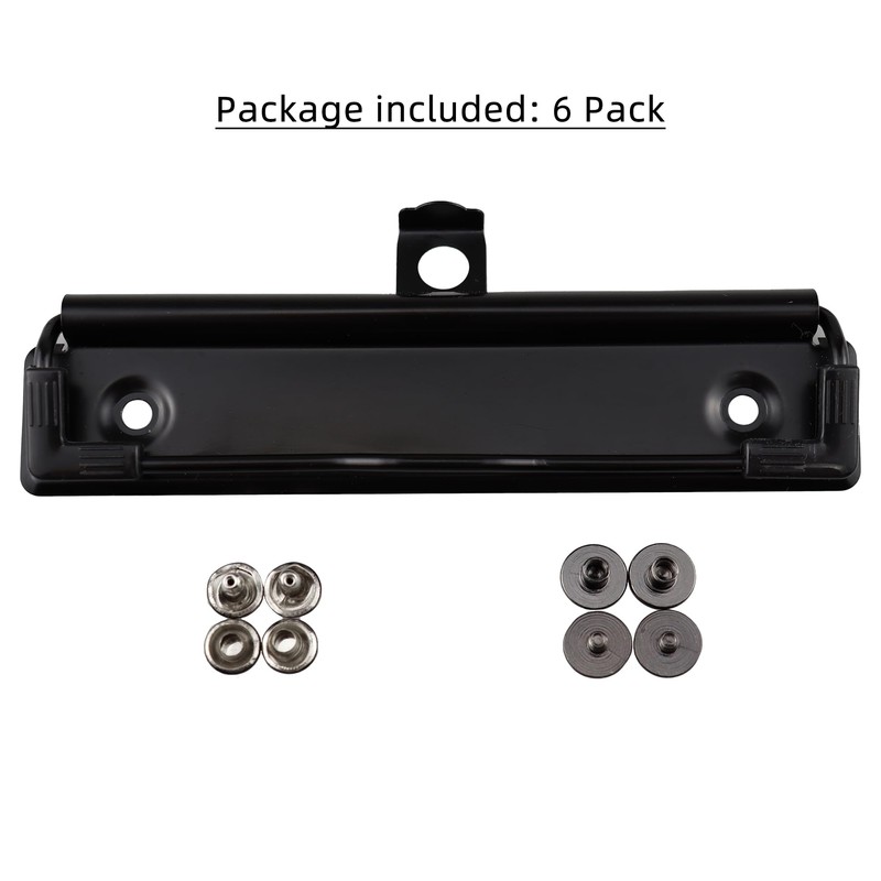 RILOMBAO 6 Pack Black Metal Clipboard Clips 4.72" (12cm) Mountable