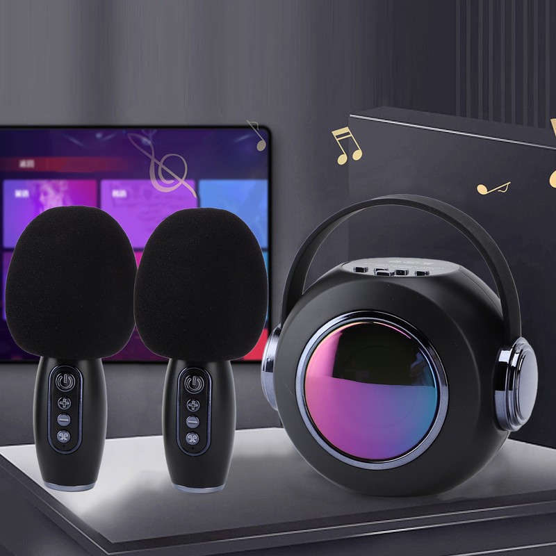Bluetooth Mics Speaker Set with Colourful Light Effect Noise Reduction