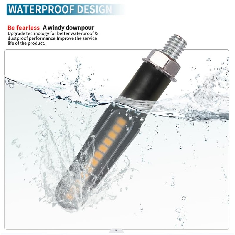 BlyilyB Motorcycle Blinkers Indicator Sequential Turn Signal Amber LED Lamp