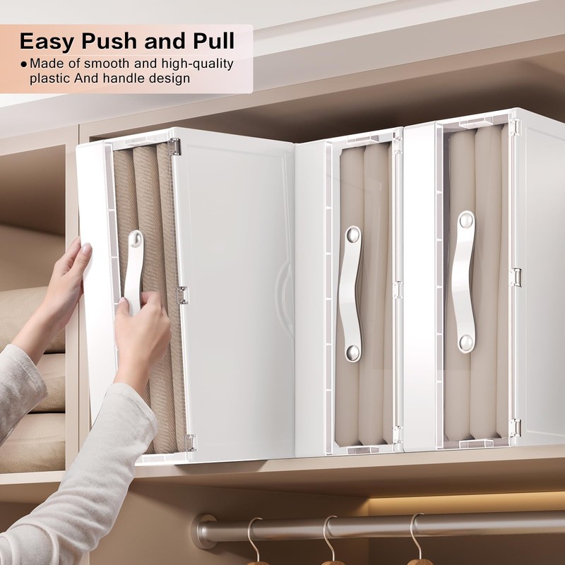 GUDEMAY Bed Sheet Organizers and Storage Plastic, 4 pcs Foldable