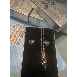 Unbranded Jewelry Heart Set 925 Silver plated  Necklace And Earrings Nice Czs. Diamonds