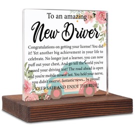 New Driver Gifts for Him Her Women Men Friends, Driving Test Gift Idea, Good Luck Congratulations New Driver Party Gifts for Son Daughter Teen Boys Girls, Office Desk Decor Sign SWK225