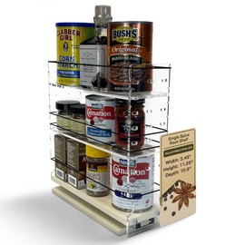 Vertical Spice Adjustable Spice Rack Drawer - Pull Out Cabinet Organizer - Kitchen and Pantry Organizers and Storage - Spice Caddy - 1 Drawer, 2 Upper Tier (3.45" W x 11.25" H x 10.6" D, Cream)