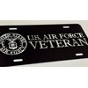 Bold Engraved US Air Force Veteran Aluminum Metal Black Diamond