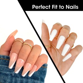 Gellen 504pcs Medium Coffin Press On Nail Tips – Transparent Acrylic, Pre-Shaped Full Cover with Semi-Matte Adhesive, Thin Back & Robust Front, 12 Sizes for Nail Extensions