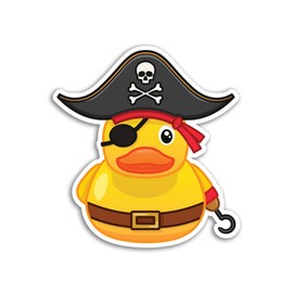 2 x 10cm Pirate Rubber Ducks Vinyl Stickers - Hat Men Kawaii Toy Bath Duckies Cute Funny Novelty Animal Decal Scrapbook Sticker #81553