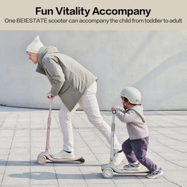 BEIESTATE Aesthetic Scooter, Kids 3 Wheel Scooter with LED Light-Up Wheels, Adjustable Handlebar (25.2"-35.4") for Ages 3-18, Max 220 lbs, Safety Steering Lock, Anti-Slip Deck & One-Piece Brake (pink)