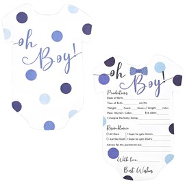 50Pcs Baby Prediction Cards, Baby Shower Party Gifts Cards, Advice for New Parents Cards, Baby Shower Game Party Decorations (Blue-50Pcs)