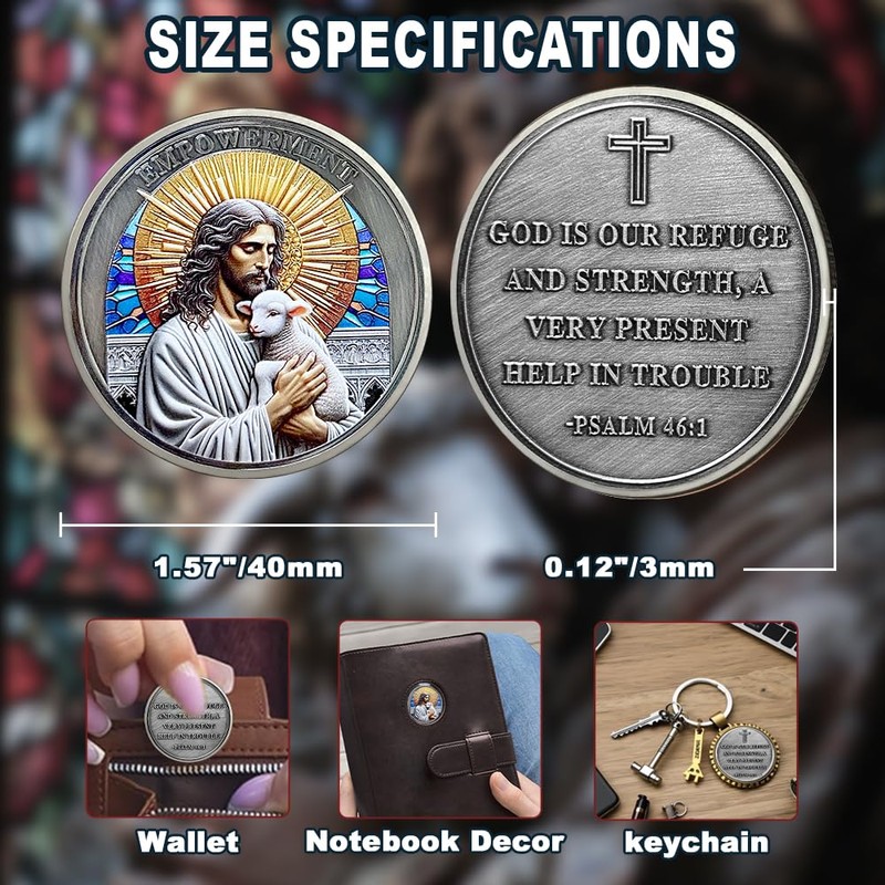 RYUKENLM Jesus Christian Challenge Coin-Empowerment Religious Token - Psalm 46:1