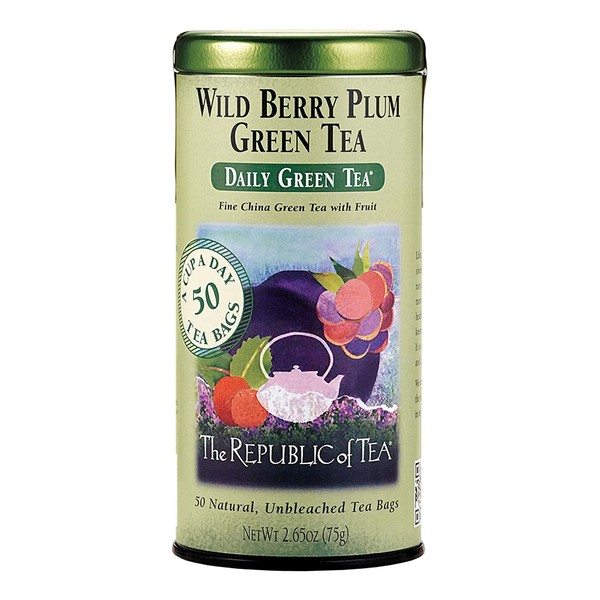 The Republic of Tea Wild Berry Plum Green Tea, 50-Count