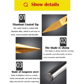 CESFONJER 5 Pcs Carbide PCB Engraving Bits, Titanium Coat Engraving Bits, 3.175mm Engraving CNC Bit Router Carving Tool 30° Tip 0.1mm