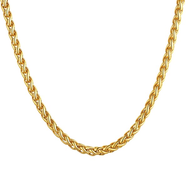 U7 Classic Wheat Chain for Women Men Stainless Steel /