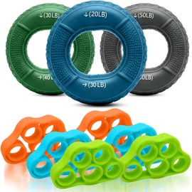 Fortalecedor de mano, 9 piezas con diferentes niveles de resistencia, entrenador de fuerza de agarre, ejercitador de dedos de silicona para aliviar el dolor de muñeca, dedo en martillo, túnel carpiano, tendinitis y codo de tenista.