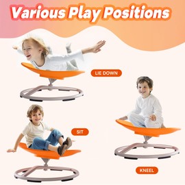 ROBUD Kids Sensory Swivel Chair, Autism Spinning Chair for Kids Sensory, Autism Kids Swivel Chair with Non-Slip Design, Training Body Coordination, No Assembly, Orange