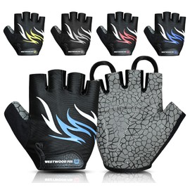 WESTWOOD FOX Cycling Gloves for Men Women–Anti-Slip Padded Half Finger Bike Gloves,Breathable,Lightweight,Shock Absorbing Palm Grip,Comfortable MTB BMX Road Riding Gloves (Cyan, M)