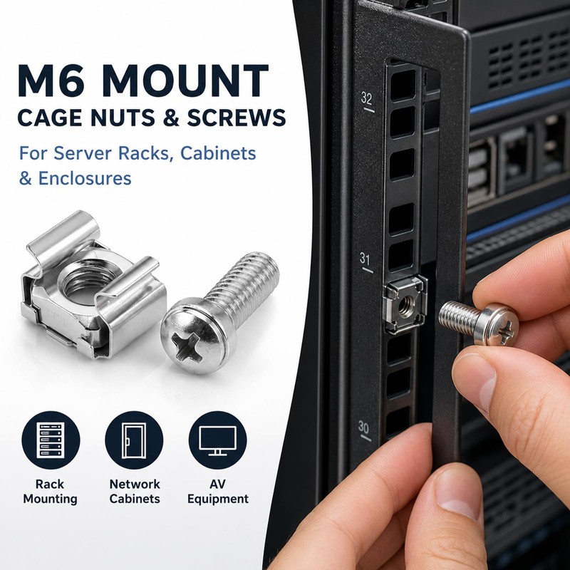 DILUSILK M6 Cage Nuts and Screws Set for Server Rack