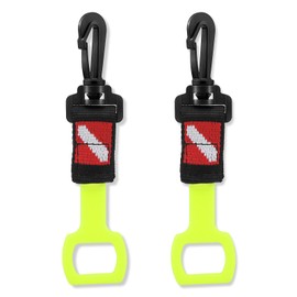 Dawitrly 2 Pack Scuba Diving Regulator Octopus Holder, Octopus Mouthpiece Retainer with Spring Clip, Dive Flag Webbing and Silicone Ring, 2nd Stage Regulator Keeper for Divers and Snorkelers (Yellow)