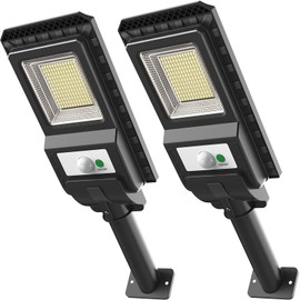 WONDOCK Luces Solares Exterior 156 LED 1000 Lúmenes, Paquete de 2 con Sensor de Movimiento, IP65 Impermeable para Jardín, Patio o Terraza, Negro