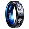 VAKKI 8mm Black Tungsten Ring for Men Blue CZ Wedding