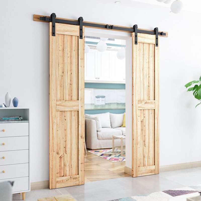 SMARTSTANDARD 6.6FT Heavy Duty Double Door Sliding Barn Door Hardware