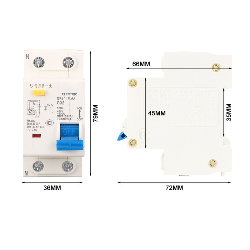 Air Switch with Leakage Protector Single Handle Circuit Breaker for