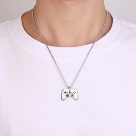 Video Game Controller Cremation Jewelry For Ashes Stainless Steel Urn Necklace Keepsake For Men Boys Silver Gold Black Color Memorial Pendant (Silver)