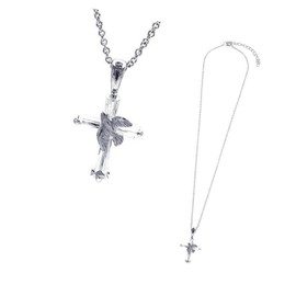 New Sterling Silver CZ Stones Cross and Dove Pendant Elegant Cute Unique Stunning Style Pretty jewerly perfect for any occasion SURR-R01837