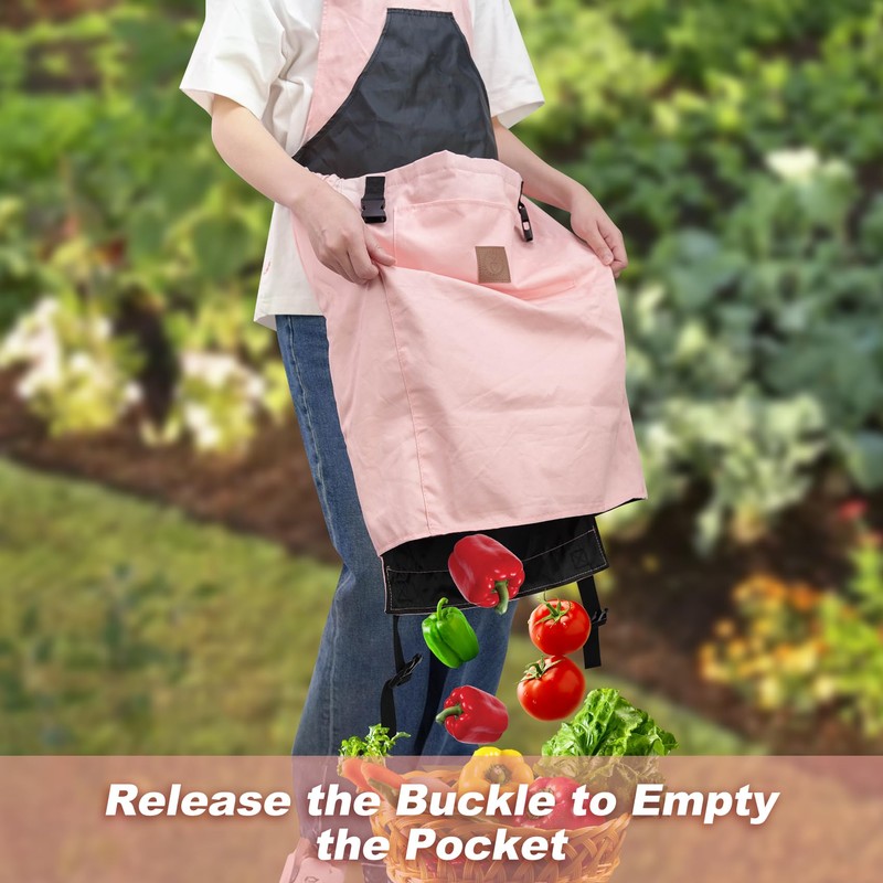 Berry&Bird Harvest Apron, Canvas Gardening Apron with Pockets and Harvesting