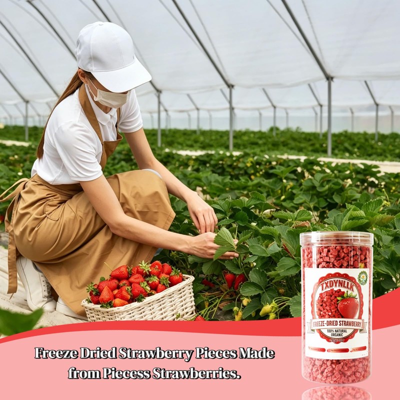 Premium Freeze-Dried Strawberry Pieces 10 Oz - Dehydrated strawberries