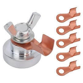 Fukaisu Welding Magnetic Grounding Clamp, Strong Magnetism Welding Support Clamp Tool with Metal Terminal Replacements Large Suction Weld Accessories for Stable Conductivity