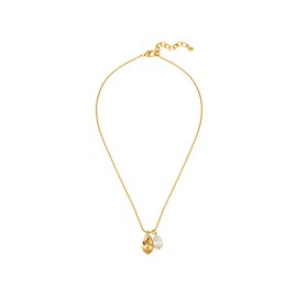 Yokoamii Women's 14 Carat Yellow Gold-Plated Metal Necklace with Baroque Shell Pearl Approx. 8.5-9.0 mm Fashion Jewellery Chain, Metal