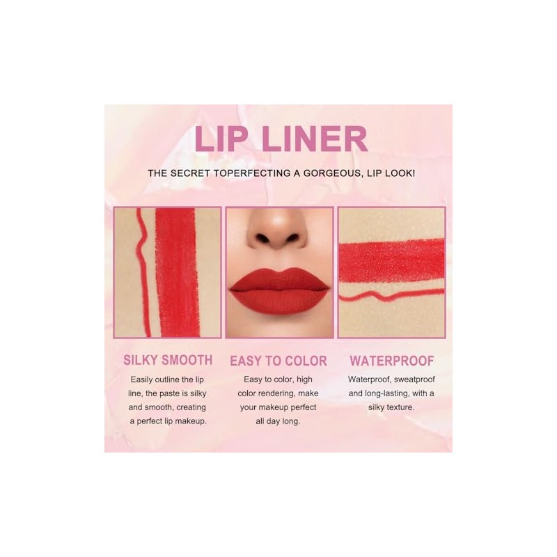 evpct- juego de delineador de labios y lápiz labial rojo