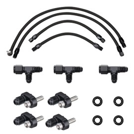 AN4 Steam Vent Hose Coolant Crossover Kit for LS LSX LS1 LS2 LS6 LM7 Engines Stainless Steel Braided Nylon Kit for Front and Rear Venting Complete Coolant Cross (Black)