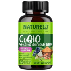 Toeah NATURELO Whole Food CoQ10 with Heart Health Blend, Powerful Antioxidant for Energy Production, 60 Capsules