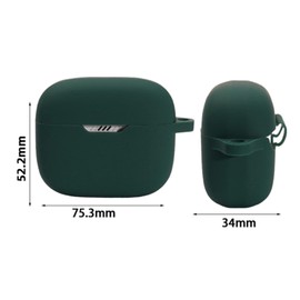 Silicone Cover for JBL Tune 230NC TWS Wireless Earphone Silicone Protective Cover, Portable Scratch and Shock Proof Cover with Carabiner(Black)