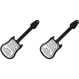 2Pcs Black Cheese Grater, Stainless Steel Cheese Shredder, Handheld Graters For Kitchen, Food Grater And Shredder Guitar Design, Comfortable Grip Kitchen Food Grater, Fruit Pulp Crusher For Kitchen