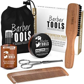 Case: Brush + Comb + Scissors + Oil + Balm + Bag / Beard Set / Barber Tools