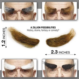 Mustaches Self Adhesive Fake Eyebrows, Realistic, Novelty, False Facial Hair, Costume Accessory for Adults, Brown Color