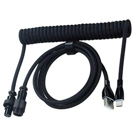 Yoqanr Braided Coiled USB C Cable Keyboard, with Detachable Baked Enamel Aviation Wire Coiled Keyboard Cable, Gaming Accessories 6-Feet (1.8m) USB-C to USB-A (Black)