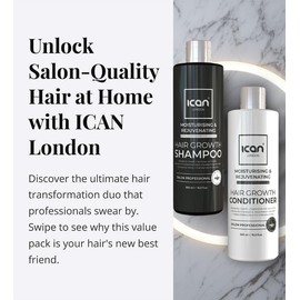ican London Moisturising Rejuvenating Fast Hair Growth Sulfate Free Shampoo 500ml + Conditioner 500ml Duo Sets