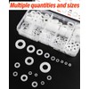 500 Pieces Flat Washers, Jeboler White Washers Plastic Nylon Spacers,