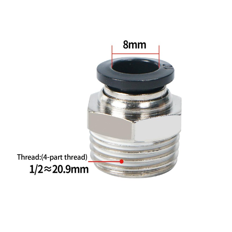 Leliafleury 5Pcs Straight Pneumatic Push to Quick Connect Fittings 8mm